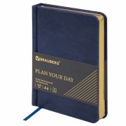 Ежедневник недатированный МАЛЫЙ ФОРМАТ 100x150 мм, А6, BRAUBERG «Iguana», под кожу, 160 л., синий, 114467