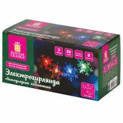 Электрогирлянда-нить комнатная «Снежинки» 3 м, 30 LED, мультицветная, 220 V, ЗОЛОТАЯ СКАЗКА, 591268