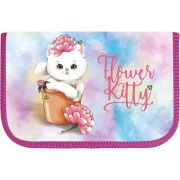 Пенал Lamark SMART POCKET «Flower Kitty», 1 отделение, на 14 предметов, 130х200х20 мм, откидной карман для смартфона внутри