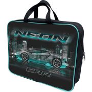 Папка-портфель Lamark «Neon Car», А4, 1 отделение, на молнии, с ручками, карман внутри, усиленное дно, печать по ткани с одной стороны