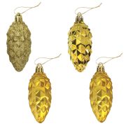 Украшение ёлочное «Шишки» 4 шт., 9 см, пластик, золотистые, ЗОЛОТАЯ СКАЗКА, 590898