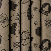 Бумага упаковочная новогодняя «Kraft Collection», 70x100 см, 5 дизайнов ассорти, ЗОЛОТАЯ СКАЗКА, 591585