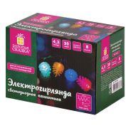 Электрогирлянда-нить комнатная «Шишки» 4,3 м, 30 LED, мультицветная, 220 V, ЗОЛОТАЯ СКАЗКА, 591267