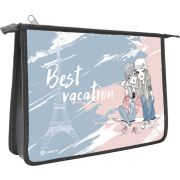 Папка для тетрадей Lamark Best Vacation, А4, 1 отд., молния сверху, лам.картон с объемным тиснением, рисунок с двух сторон