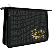 Папка для тетрадей Lamark SkateBoard black, А4, 1 отд., молния сверху, лам.картон с объемным тиснением, рисунок с двух сторон