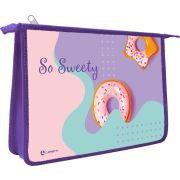 Папка для тетрадей Lamark So Sweety, А4, 1 отд., молния сверху, лам.картон с объемным тиснением, рисунок с двух сторон