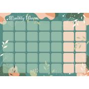 Планер магнитный с сеткой на месяц Lamark «FLORAL», А3, маркер для доски с губкой и магн.держателем в комплекте, в карт.упак. с еврослотом