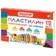 Пластилин классический ПИФАГОР «Веселая такса», 12 цветов, 180 г, СО СТЕКОМ, 106675