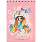 Скетчбук «Единорожки»  А5, 30 л., 120 г/м2, блестки,  уф-лак, твердая подложка, спираль сверху