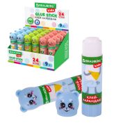 Клей-карандаш «Зверята: кошка, мышка, хрюшка», 9 г, фигурный колпачок, BRAUBERG KIDS, 271138