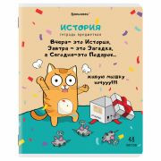 Тетрадь предметная «КОТ-ЭНТУЗИАСТ» 48 л., TWIN-лак, ИСТОРИЯ, клетка, подсказ, BRAUBERG, 404563
