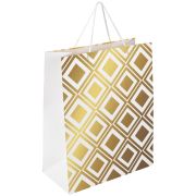 Пакет подарочный (1 штука) 26x13x32 см, ЗОЛОТАЯ СКАЗКА «Gold Luxury», тиснение фольгой, белый, 608249