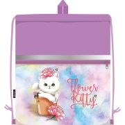 Сумка для сменной обуви Lamark «Flower kitty», 41х48 см, на шнурке, карман на молнии, полноцв. печать на кармане, светоотр. лента, ручка-петля