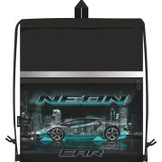 Сумка для сменной обуви Lamark «Neon Car», 41х48 см, на шнурке, карман на молнии, полноцв. печать на кармане, светоотр. лента, ручка-петля