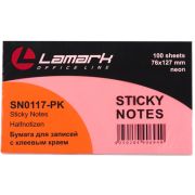 Бумага для заметок с клеевым краем 76x127 мм, 100 л., неон розовая