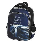 Ранец BRAUBERG QUADRO, 3 отделения, с брелоком, «Sport car», LED-ЛАМПОЧКИ, 37х28х18 см, 271359