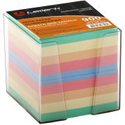 Бумага для записи 90*90мм 900л цветная в прозрачном пластиковом боксе