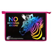 Папка для тетрадей ЮНЛАНДИЯ А4, 1 отделение, картон/пластик, конгрев, на молнии, «Neon Zebra», 271444