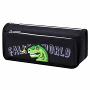 Пенал мягкий ЮНЛАНДИЯ, 2 отделения, полиэстер, «Dino doom», черный, 21х9х6 см, 271574