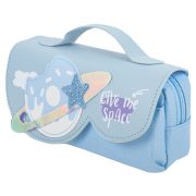 Пенал мягкий ЮНЛАНДИЯ с ручкой, 2 отделения, полиэстер, «My Space», голубой, 21х9х6 см, 271578