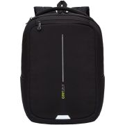 Рюкзак GRIZZLY школьный, анатомическая спинка, 2 отделения, черный с зелеными деталями, 41,5х29х18 см, RU-134-1/2