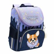 Ранец GRIZZLY анатомическая спинка, с мешком для обуви, для девочек, «CORGI», 33х25х13 см, RAm-384-3/3