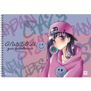 Альбом для рисования 40л. на гребне «Граффити» серии «Хайп-аниме», выборочный уф-лак, блок - офсет 100г/м