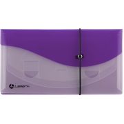 Папка на резинке КАСКАДНАЯ, 4 отделения, 0,40 мм, DL, прозрачная/лиловая