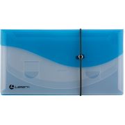 Папка на резинке КАСКАДНАЯ, 4 отделения, 0,40 мм, DL, прозрачная/синяя