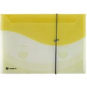 Папка на резинке КАСКАДНАЯ, 4 отделения, 0,40 мм, А4 прозрачная/желтая