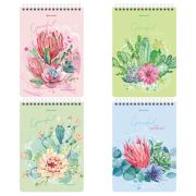 Блокнот А5 (146х206 мм), 60 л., гребень, картон, жесткая подложка, клетка, BRAUBERG, «Суккуленты», 114368