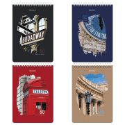 Блокнот А5 (146х206 мм), 60 л., гребень, картон, жесткая подложка, клетка, BRAUBERG, «Города», 114369