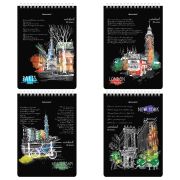 Блокнот А5 (146х206 мм), 80 л., гребень, картон, жесткая подложка, клетка, BRAUBERG, «City», 114379