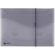 Папка на резинке КАСКАДНАЯ, 4 отделения, 0,40 мм, А4 прозрачная/серая