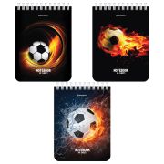 Блокнот МАЛЫЙ ФОРМАТ А6 108х145 мм, 40 л., гребень, картон, клетка, BRAUBERG, «Футбол», 114390