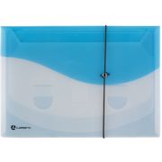 Папка на резинке КАСКАДНАЯ, 4 отделения, 0,40 мм, А4 прозрачная/синяя