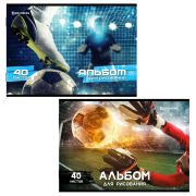 Альбом для рисования А4, 40 листов, скоба, обложка картон, BRAUBERG, 205х290 мм, «Футбол» (2 вида), 106702