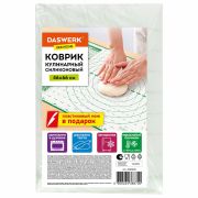 Коврик силиконовый для раскатки/запекания 46х66 см, зеленый, ПОДАРОК пластиковый нож, DASWERK (ДАСВЕРК), 608428
