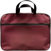 Папка-портфель A4, 1 отд. на молнии, с ручками, внутр. карман, карман снаружи на молнии, текстиль, бордовая (инд. упак.)