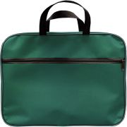 Папка-портфель A4, 1 отд. на молнии, с ручками, внутр. карман, карман снаружи на молнии, текстиль, зеленая