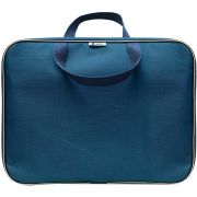 Папка-портфель А4, 1 отделение, 34х26х7 см, на молнии, с ручками, внутр. карман, текстиль, синяя (инд.упак.)