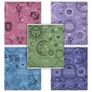 Тетрадь А5, 48 л., BRAUBERG, скоба, клетка, матовая ламинация, фольга, «Zodiac Symbol» (микс в спайке), 404369