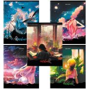 Тетрадь А5, 80 л., BRAUBERG, скоба, клетка, обложка картон, «Anime Girls», 404412