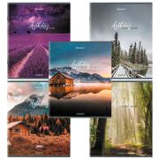 Тетрадь А5, 96 л., BRAUBERG, скоба, клетка, глянцевая ламинация, «Nature», 404427