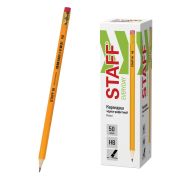 Карандаш чернографитный с ластиком STAFF «EVERYDAY» BLP-YLW, 1 шт., НВ, пластиковый, корпус жёлтый, 181940