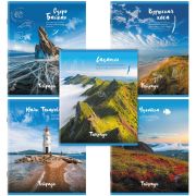 Тетрадь А5, 96 л., STAFF, скоба, клетка, офсет №2 ЭКОНОМ, обложка картон, «Природа» (микс в спайке), 404441