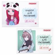 Альбом для рисования А4 20 л., скоба, обложка офсет, ПИФАГОР, 203х288 мм, «Детки» (2 вида), 106690