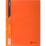 Папка-скоросшиватель А4, прозрачный верхний лист, 0,14/0,16 мм, с внешней перфорацией, оранжевая
