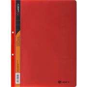 Папка-скоросшиватель А4, прозрачный верхний лист, 0,14/0,16 мм с внешней перфорацией, красная