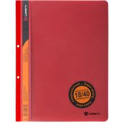 Папка-скоросшиватель А4, прозрачный верхний лист, 0,18/0,40 мм, с внешней перфорацией, красная